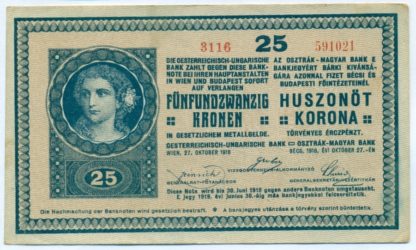 25 Kronen / Korona 1918 série 3116