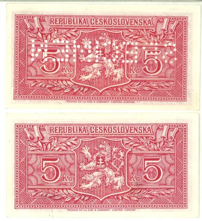 5 Kčs (1945) Londýn série T/F - bankovní vzor - Image 2