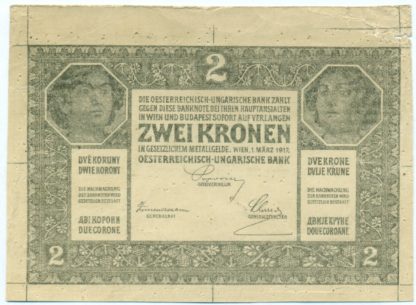 2 Kronen / Korona 1917 (maďarské vydání - chybotisk "GENENAL") - zkušební tisk