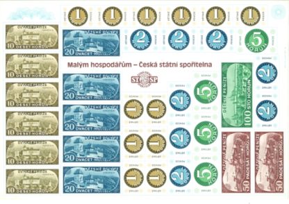 Dětské peníze - Česká státní spořitelna -  původní oboustranný a nerozstříhaný arch (cca A3)