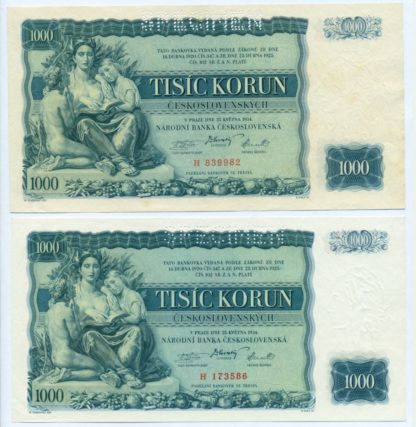 1000 K 1934 série H - dvojitý SPECIMEN