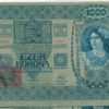 1000 K 1902 série 1218 + zachycený falešný kolek 1919 s označením TIMBRE FAUX BÚMF