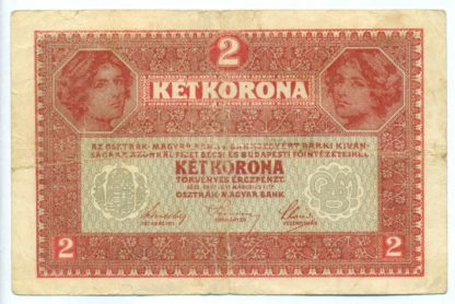 2 Kronen / Korona 1917 série 8325 (maďarské vydání) vzácný číslovač - série nad 8000 - Image 2