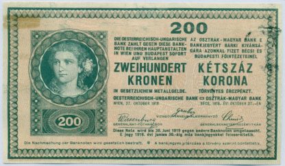 200 Kronen / Korona 1918 bez série a čísla! (nedokončený tisk)
