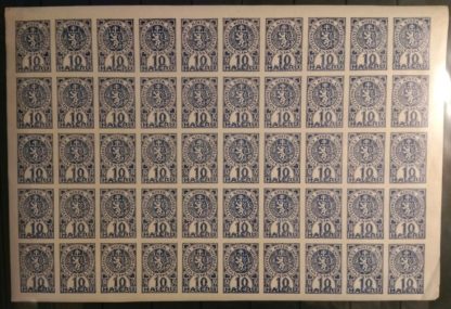50x kolek 10 h 1919 k označení prvních československých bankovek (nerozstříhaný arch s původním lepem) - vzácné - Image 2