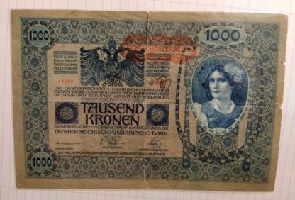 1000 K 1902 přetisk "DEUTSCHÖSTERREICH" + "NOTE ECHT, STEMPEL FALSCH" (Kopírovat) - Image 5