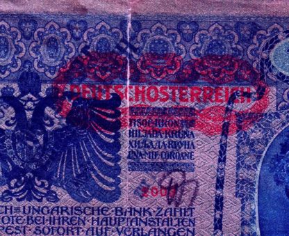 1000 K 1902 přetisk "DEUTSCHÖSTERREICH" + "NOTE ECHT, STEMPEL FALSCH" (Kopírovat) - Image 4