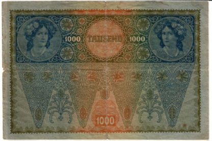 1000 K 1902 přetisk "DEUTSCHÖSTERREICH" + "NOTE ECHT, STEMPEL FALSCH" (Kopírovat) - Image 2